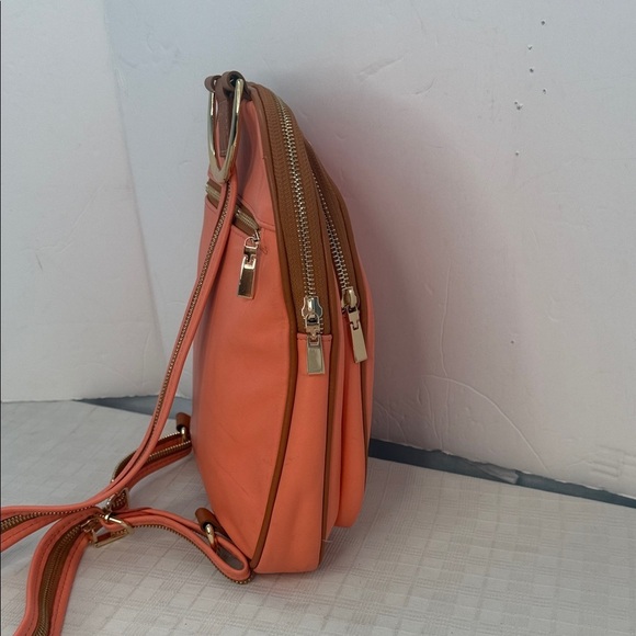 Valentina Italian Orange Pebbled Leather Sling Backpack/Shoulder Bag ? main image 7